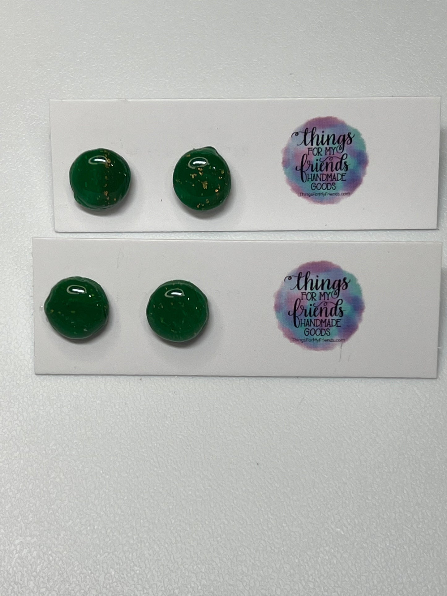 Studs- Green/Gold Marble