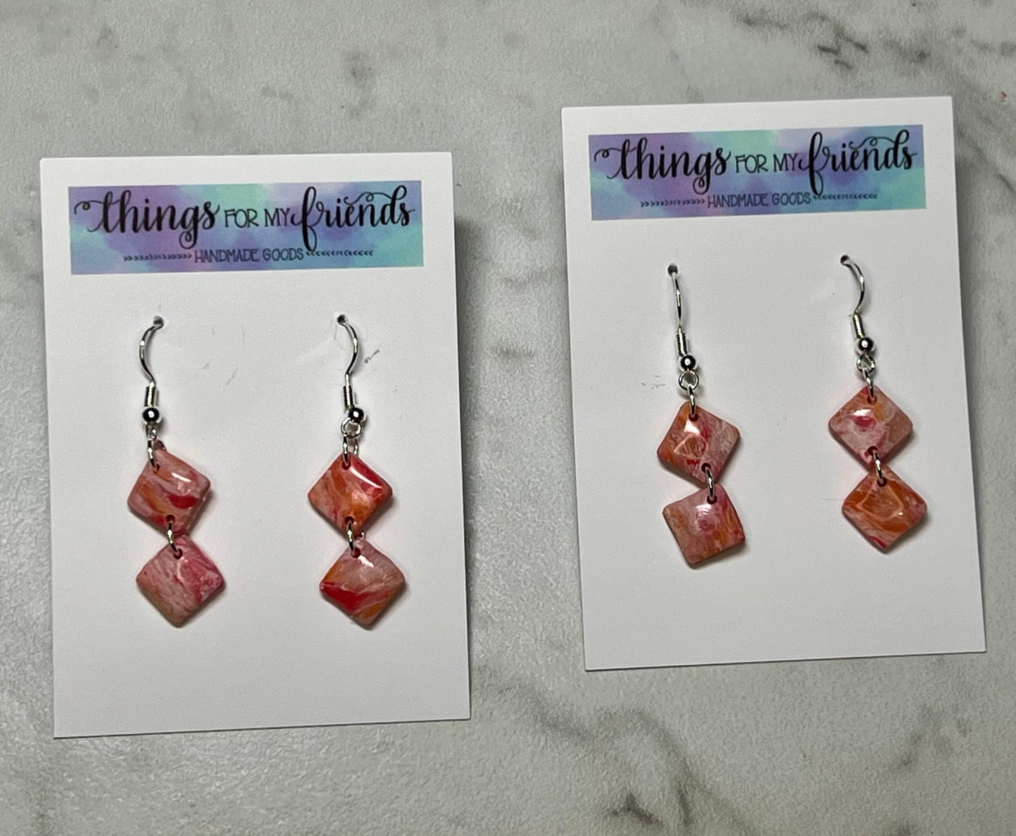 Dangles- Orange/Red Marble