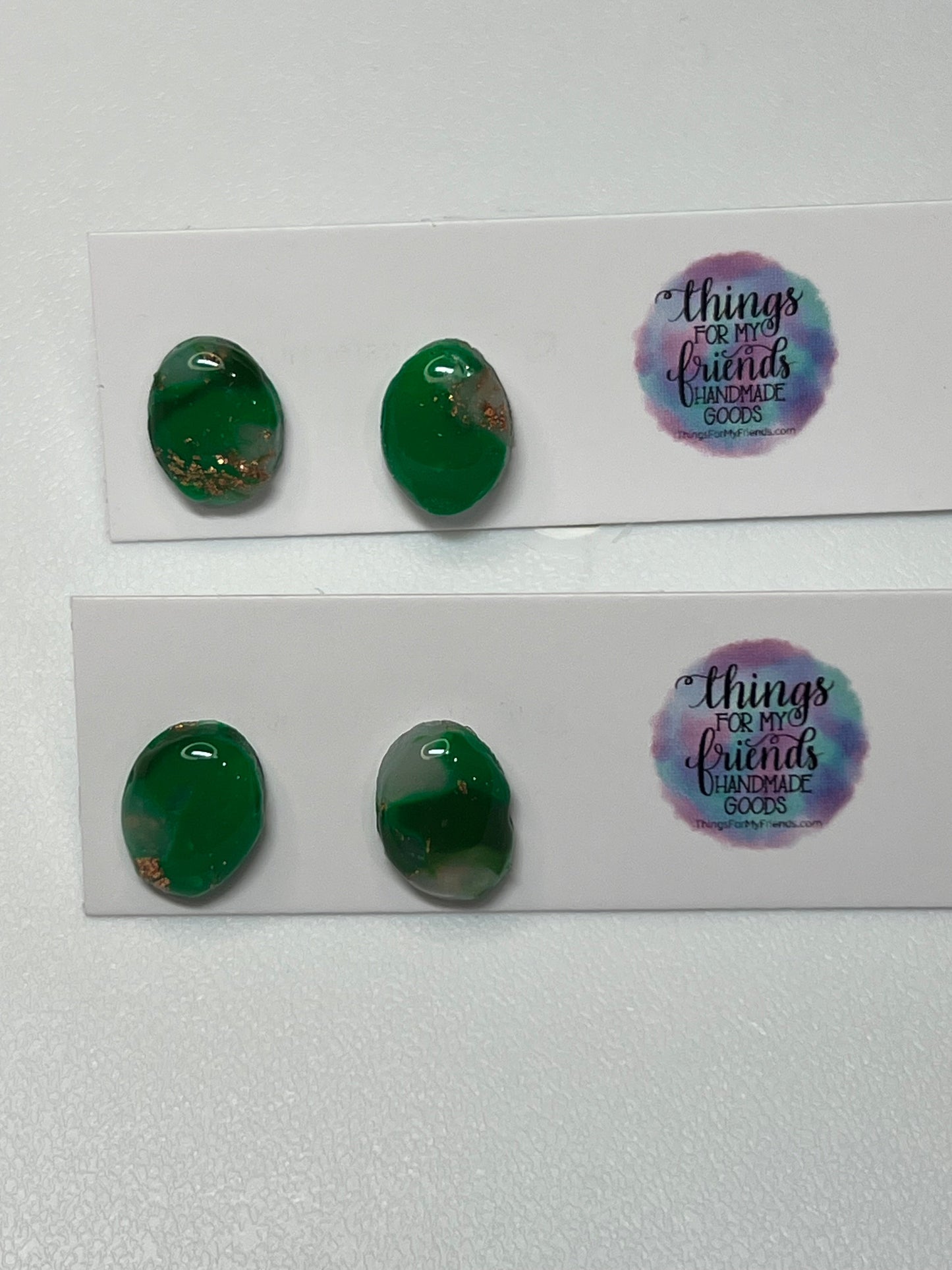 Studs- Green/Gold Marble