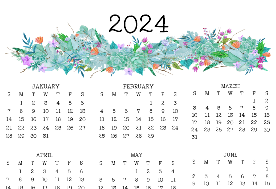 2024 Yearly Calendar- Digital Download