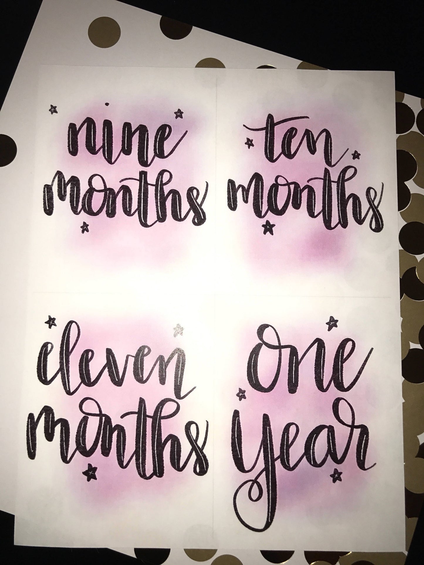 Baby Milestone Cards- Pink Watercolor, Digital Download