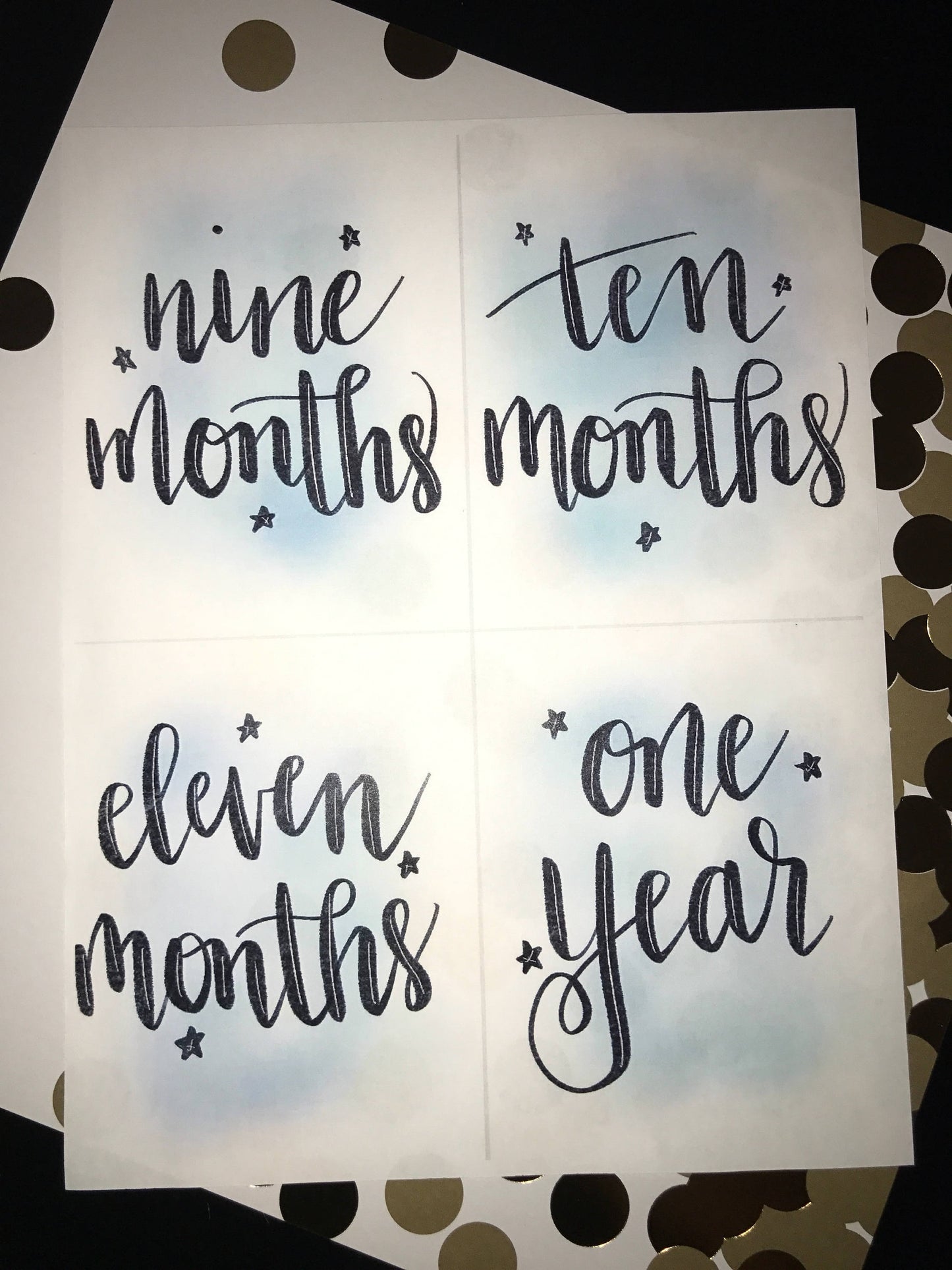 Baby Milestone Cards- Blue Watercolor, Digital Download