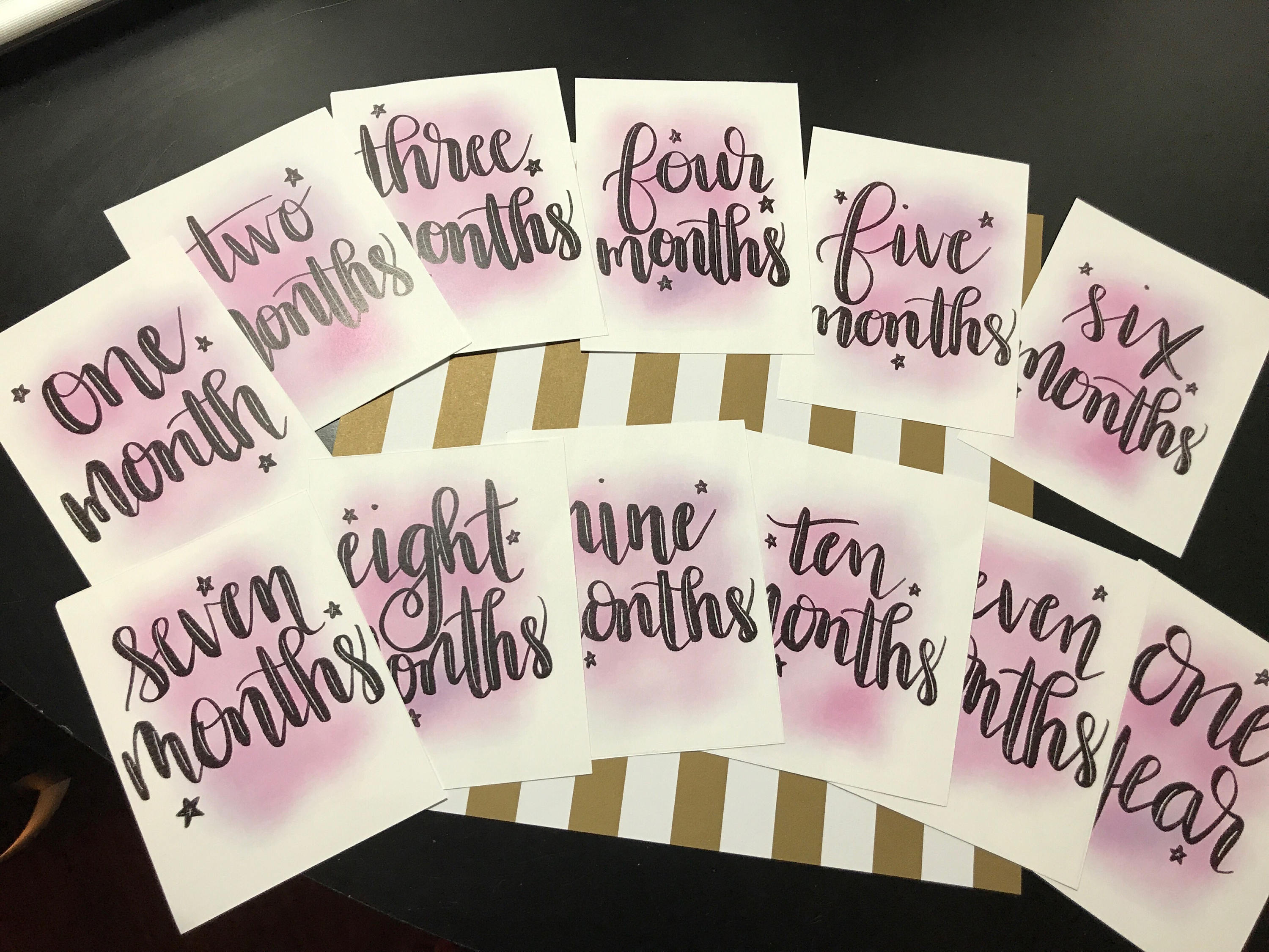 Baby Milestone Cards- Pink Watercolor, Digital Download