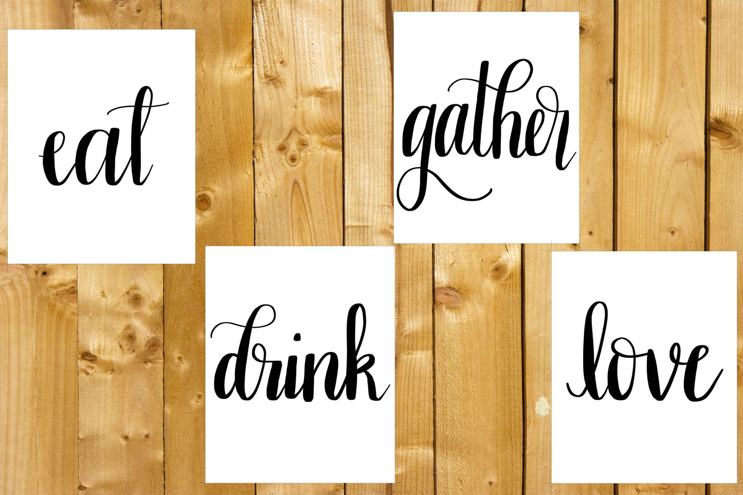 Hand Lettered Prints- Digital Download, Set of 8