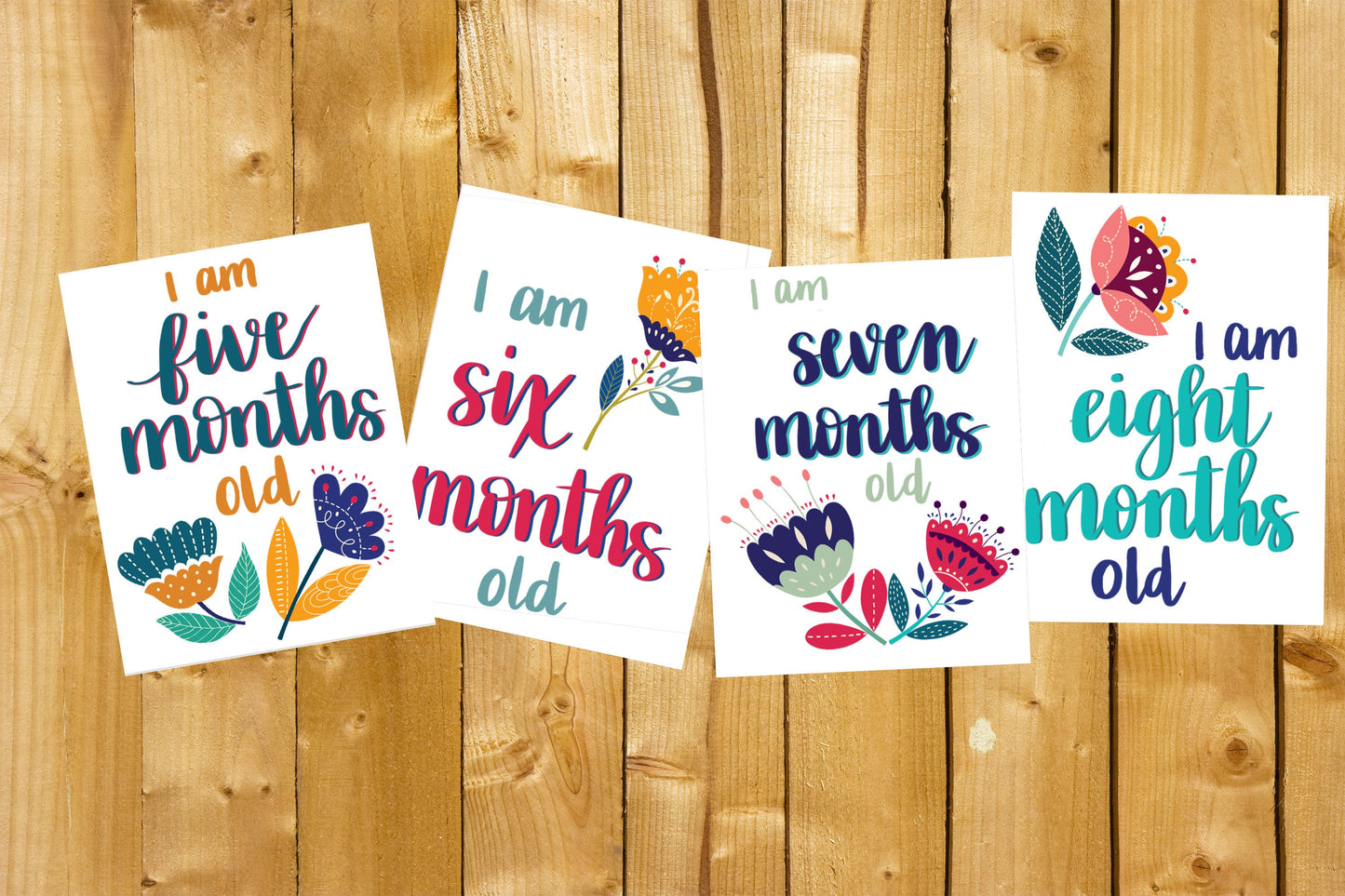 Baby Milestone Cards- Floral, Digital Download